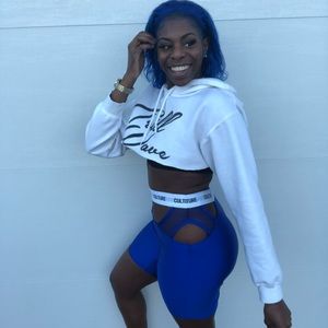 Blue biker shorts
